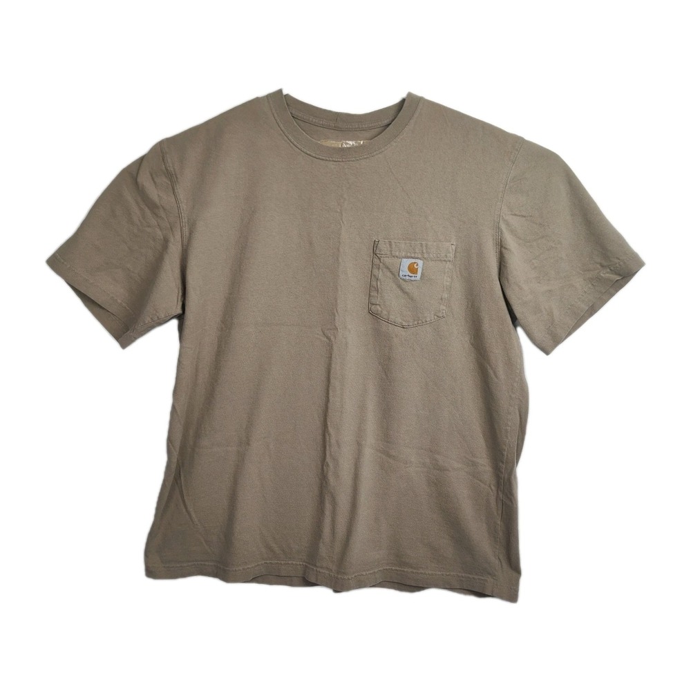 Carhartt T-shirt Men's XL Tan Crew Neck Short Sleeves Pocket Logo